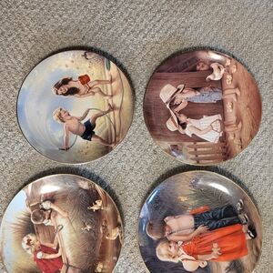 Set of Decorative Collector Plates with Children Illustrations